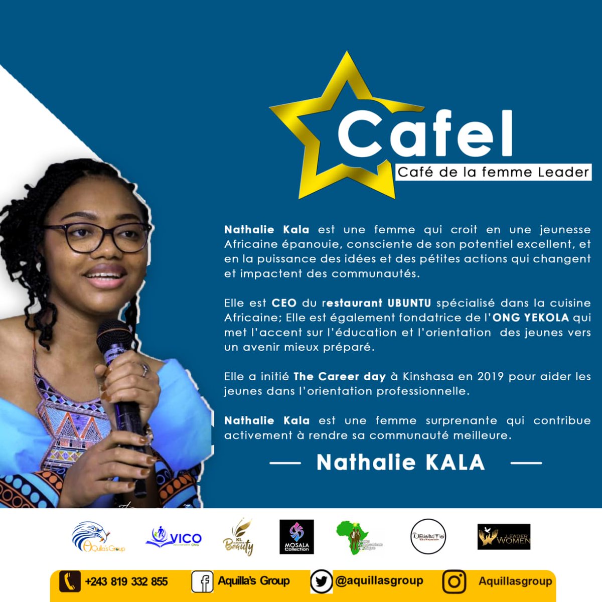 Aquillasgroup's tweet photo. #Nathalie KALA, CEO #d'Ubuntu nous partagera sont secret sur comment EVOLUER DANS L'OFFRE DE SERVICES DE LA RESTAURANTION
#CAFEL2022
#intervenantes
@Nathalie_KALA
@Aquillasgroup
@Tracy_Ntumba @Mervaquilla , @NathalieNdims https://t.co/JgWCDEorPb