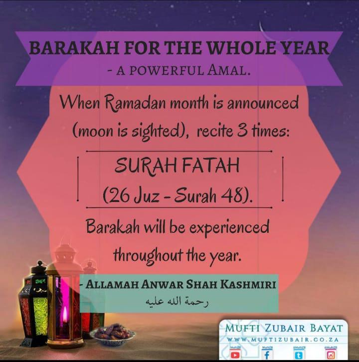 Great act to do upon hearing of Ramadhan.