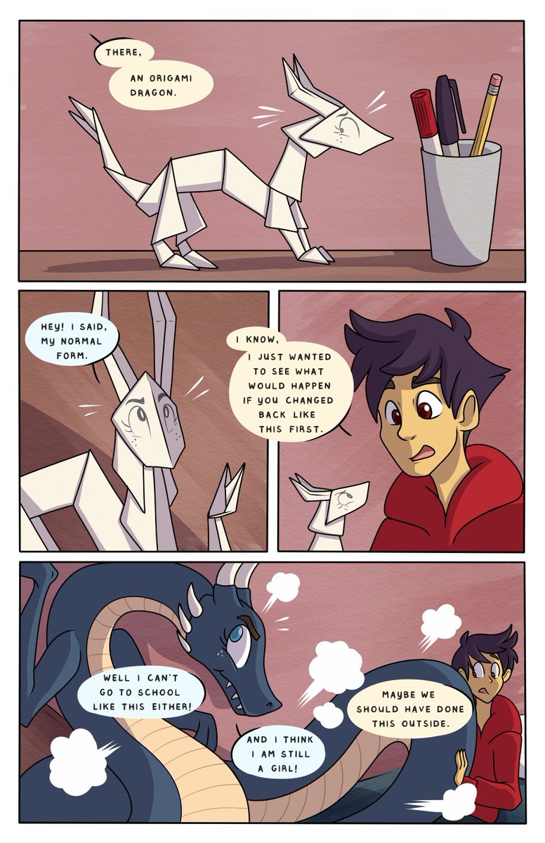 TransformARTive's tweet photo. Origami Kid - Paper Dragon 🐉

Follow up to the previous #OrigamiKid comic.🏳️‍⚧️ I guess this works for both a #FlatFriday and #AprilFoolsDay comic. Also #TransDayOfVisibility 
#MakeComics #Webcomic #TFEveryday #Transfur https://t.co/RZrI5owCpq