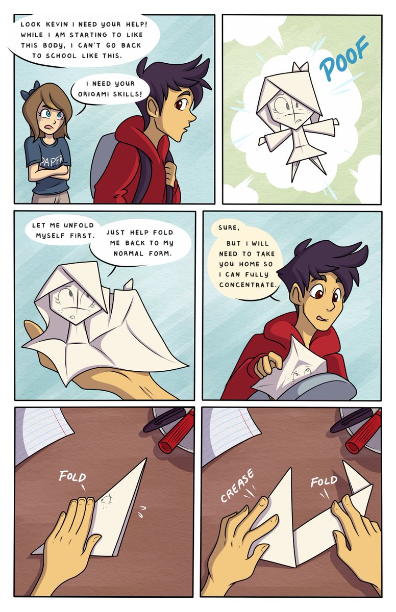 TransformARTive's tweet photo. Origami Kid - Paper Dragon 🐉

Follow up to the previous #OrigamiKid comic.🏳️‍⚧️ I guess this works for both a #FlatFriday and #AprilFoolsDay comic. Also #TransDayOfVisibility 
#MakeComics #Webcomic #TFEveryday #Transfur https://t.co/RZrI5owCpq