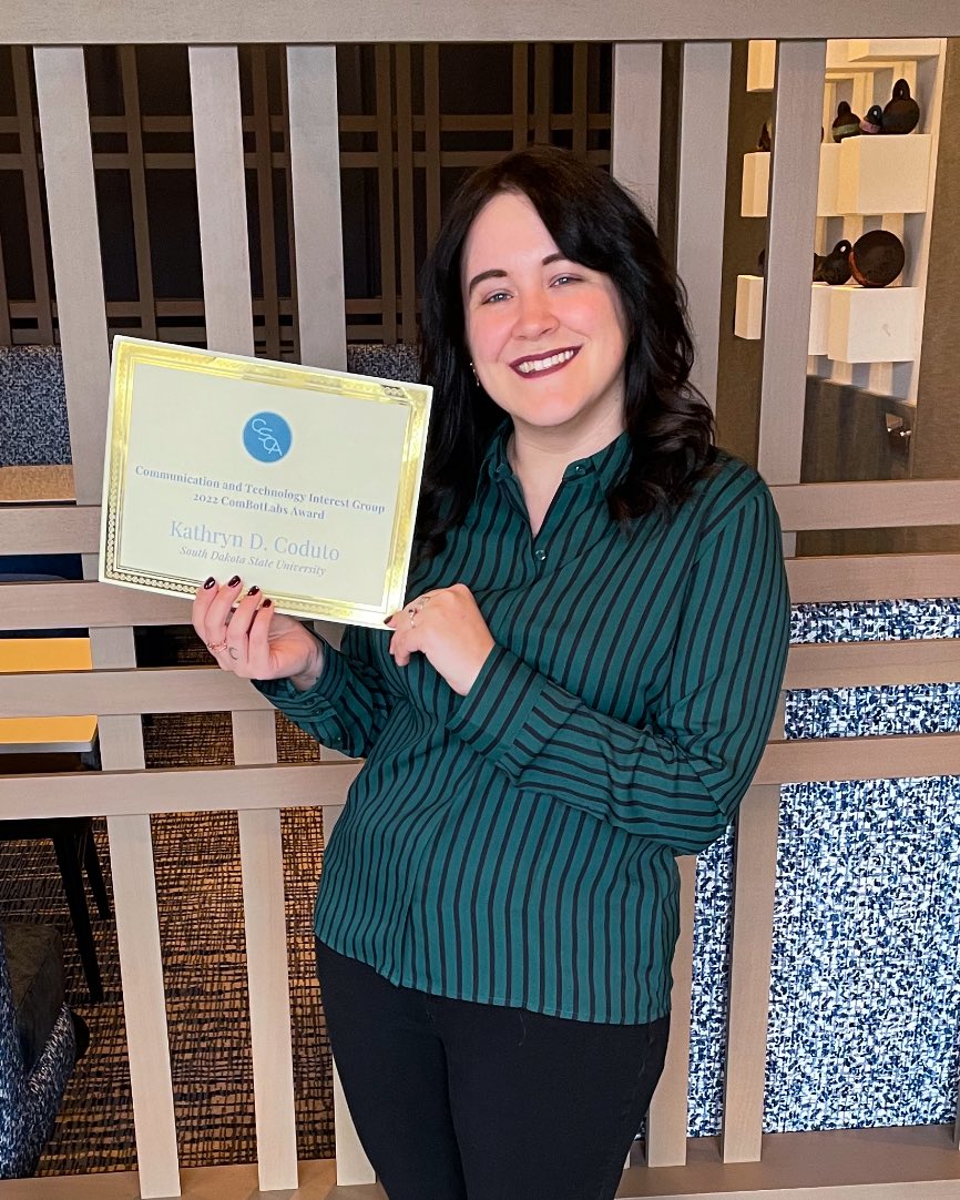 kdcoduto's tweet photo. Thanks to the Communication & Technology interest group of @CSCA_COM for my first ever solo top paper award ✨ https://t.co/hykKsBjb4t