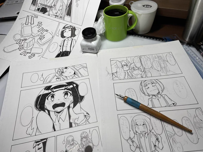 アナログの原稿がやりたくてやりたくて仕方がないからペン入れしてる 