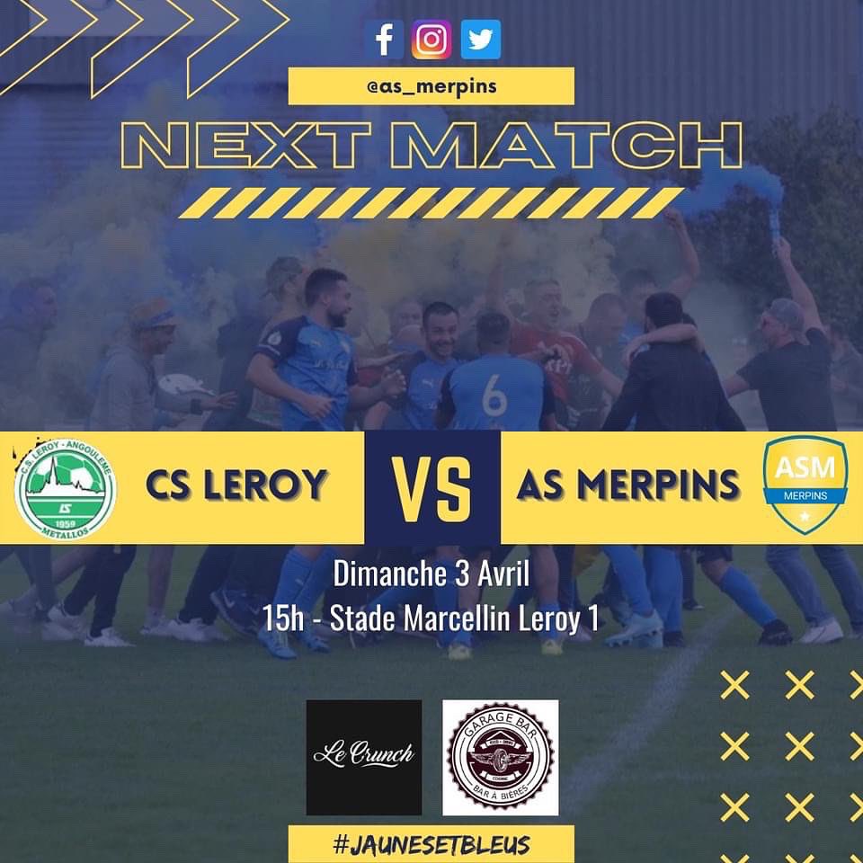 AS_Merpins's tweet photo. 🚨 LES MATCHS DU WEEK-END 🚨

Encore et encore du football pour les jaunes et bleus de l'AS Merpins 😃

#JaunesEtBleus 🔵🟡 https://t.co/iH5LFc69rz