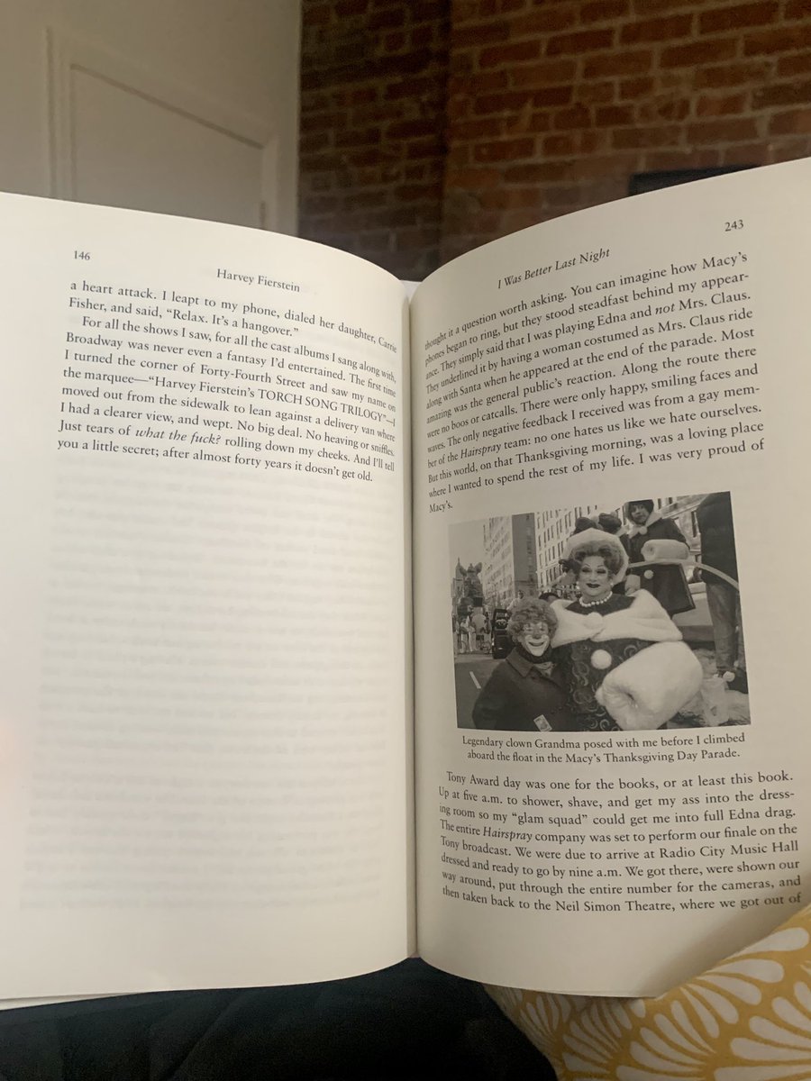 alanatranter's tweet photo. Bought this book in NYC recently to read whilst I’m on my little American adventure and I am absolutely LOVING it! My only complaint is that half my book seems to be missing, pages 147-242 to be exact. @HarveyFierstein can you fill me in? 😂😭 https://t.co/U0GURBak8V
