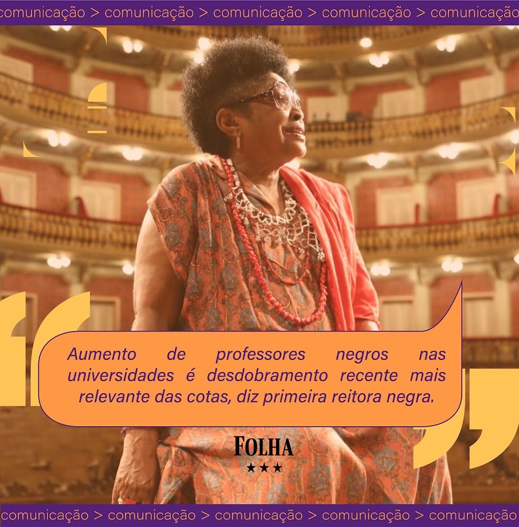👨🏿‍🏫👩🏾‍🏫Queremos mais professores negros nas Universidade do Brasil! 

Entrevistamos Zélia Amador de Deus, 70, primeira reitora negra em universidade pública no Brasil. Ela fala da grande importância das escolas públicas e o seu poder de mudar os destinos das pessoas negras.