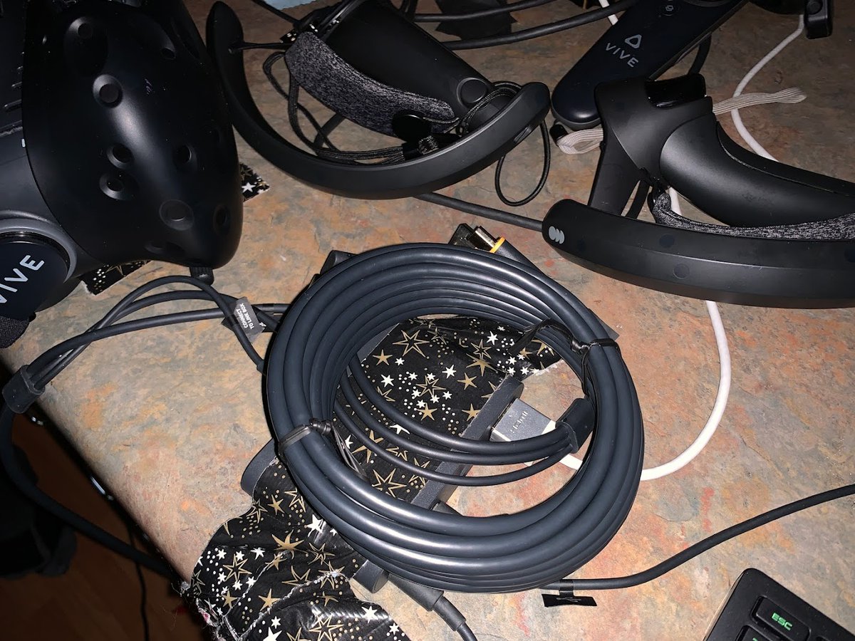 mike_maas's tweet photo. Kudos to @htc @htcusa for a replacement cable to put our @htcvive back in the game. In 6 years we have fixed 2 cables, a base unit, and controllers on our original headset in trade for buckets of @BeatSaber sweat. Longevity and repairability of tech is innovation. Thank you HTC!! https://t.co/D2yhvLppjR
