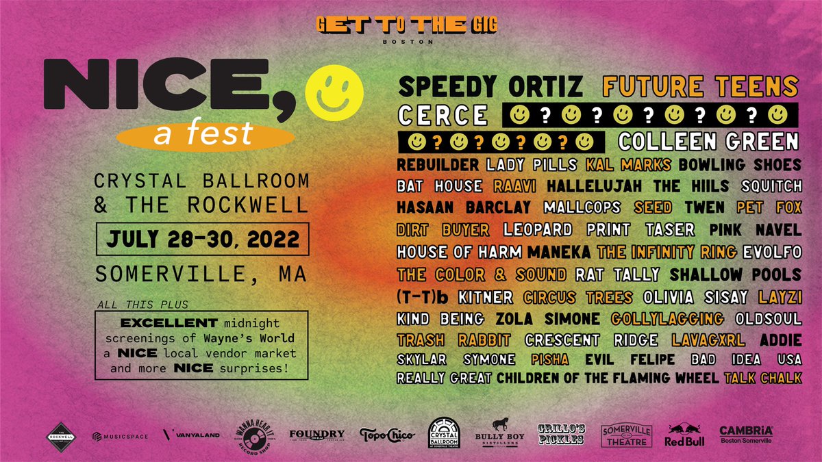 KitnerMA's tweet image. not foolin’ — we’re playing @niceafest with a bevy of kewl bands / venues / sponsors. coming this summer to a Somerville near you! 

get tickets here: niceafest.com