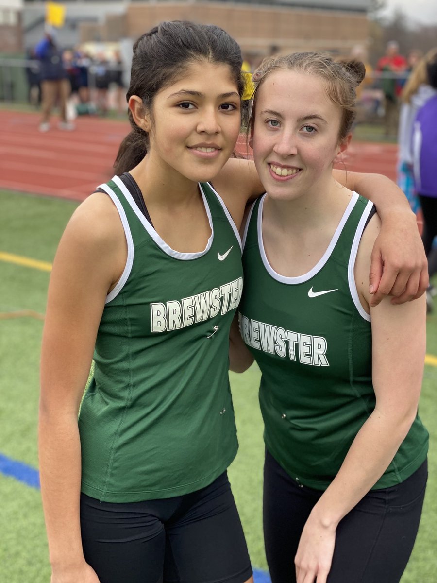 JoeScelia's tweet photo. 8th grader Charly Vallecillo-Mayorquin and senior Erica Hamel after their 100 meter hurdle race at yesterday’s Tusker Twilight Meet.  Charly placed 3rd overall! https://t.co/NTpXgjeDT9