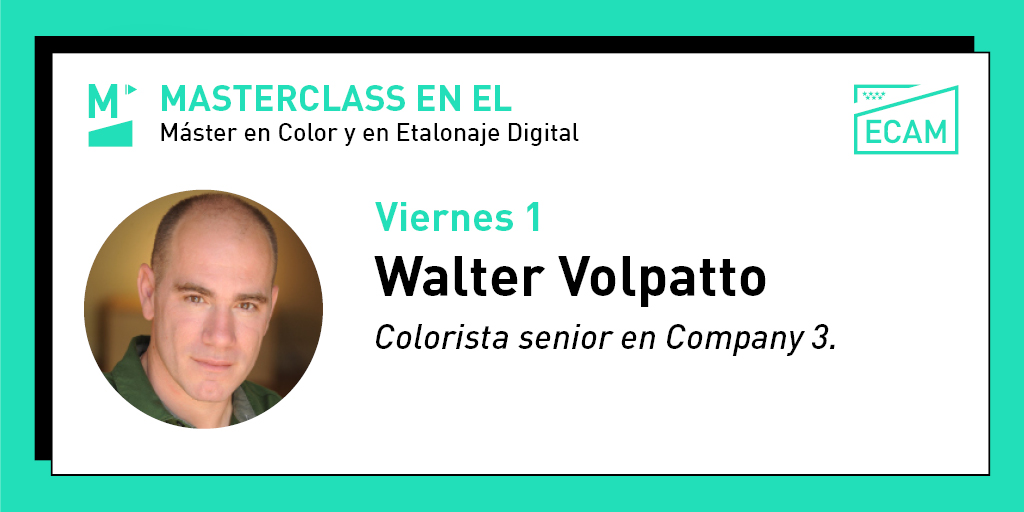 ECAM_'s tweet photo. 📌 Y en el Máster en Color y en Etalonaje Digital, nos conectamos con uno de los mejores #coloristas del mundo ➡️ #WalterVolpatto, senior colorist en #Company3. https://t.co/rjcVu63iMX