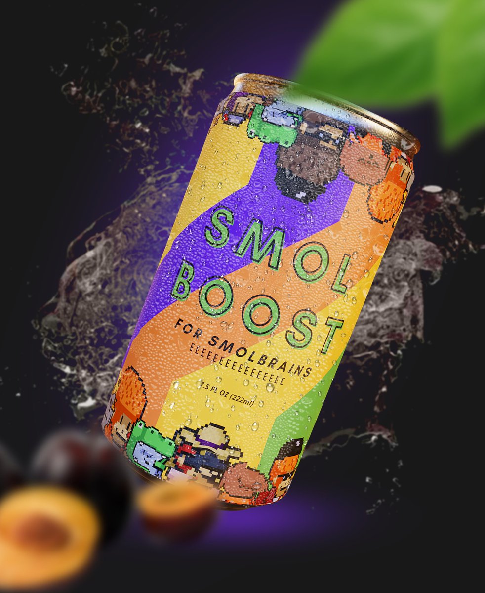 I created a smol energy drink! This is one of my first blender projects.. I made the design, made a 3d model of a can and added some effects in photoshop. I Hope to buy a smolbrain soon so i can say ... "From one smolbrain to another" hehe #smol $MAGIC <a href="/SmolBrainsNFT/">Smolverse</a> #SMOLBOOST