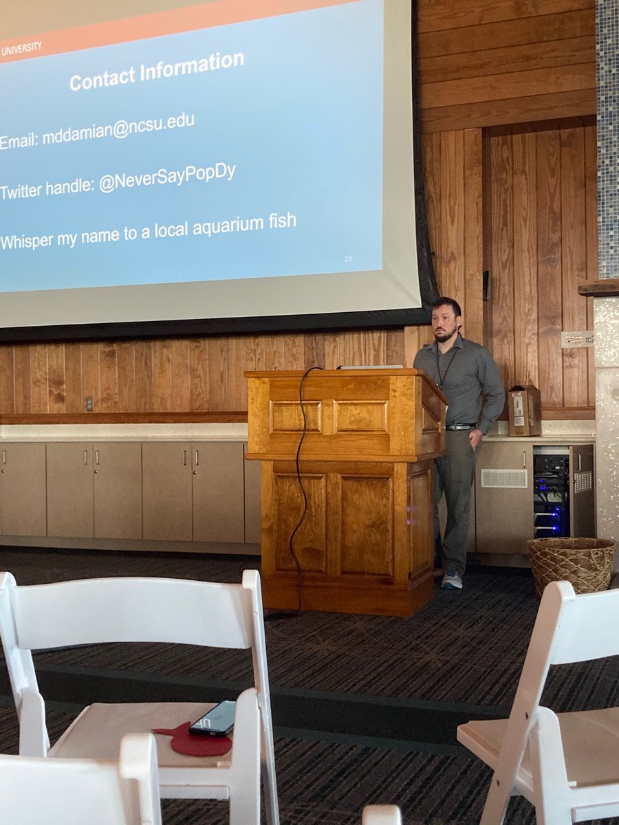 ncsuSFS's tweet photo. Congratulations to SFS officers Alex Rocco and Matt Damiano for winning 2nd place for best student poster and student talk, respectively, at this years Tidewater AFS meeting!

@rocc_lobster 
@NeverSayPopDy https://t.co/KsQNasPS3p