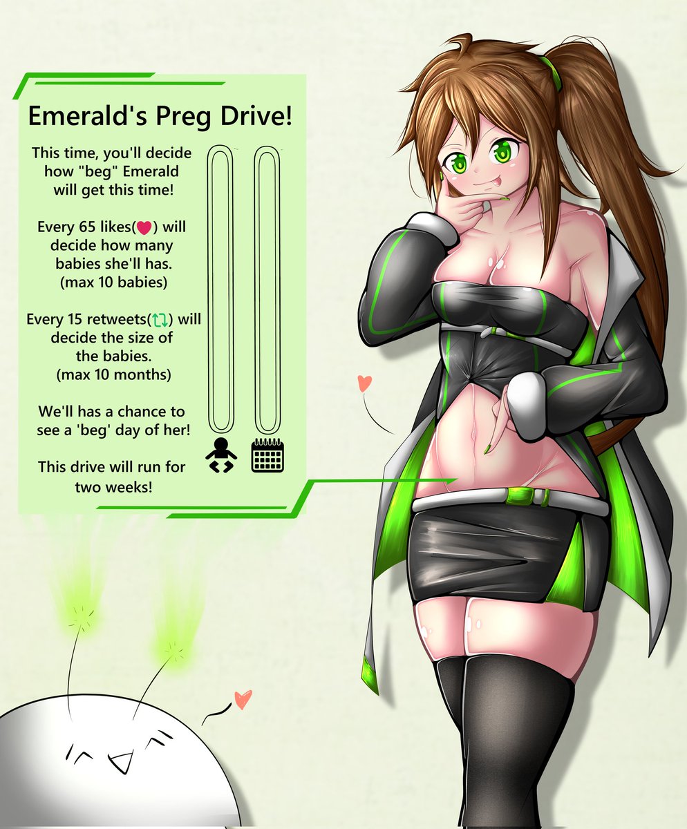 Emerald's Preg Drive is begin! 
This time, you guys can decide how beeeg she'll get this time!
I'll update her "Journal" periodically!
Stay tuned and make her beeeg!
#pregnantart #ボテ腹 #pregnantbelly