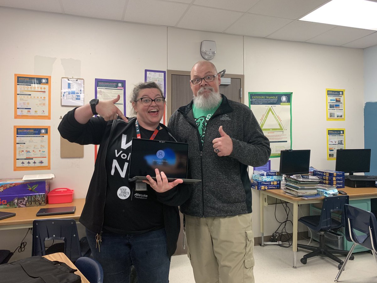 Csplotke's tweet photo. First new laptop deployed and it’s a hit!!!! @Webb_Bears @gisdnews https://t.co/qdnAUPdS0B