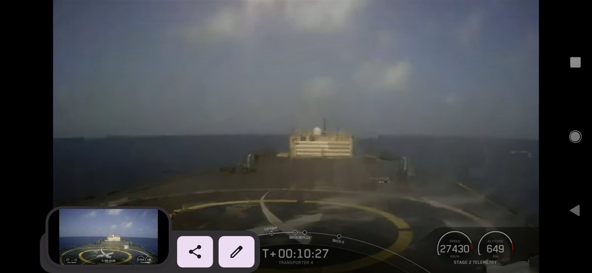 KeithMansfield's tweet photo. Never gets tired watching an orbital class rocket return from space and land safely on an autonomous barge (space port droneship) floating in the ocean. Congrats to #SpaceX for making the stuff of dreams become reality. #Transporter4 #JustReadTheInstructions #JRTI https://t.co/yPG1zFPeF0