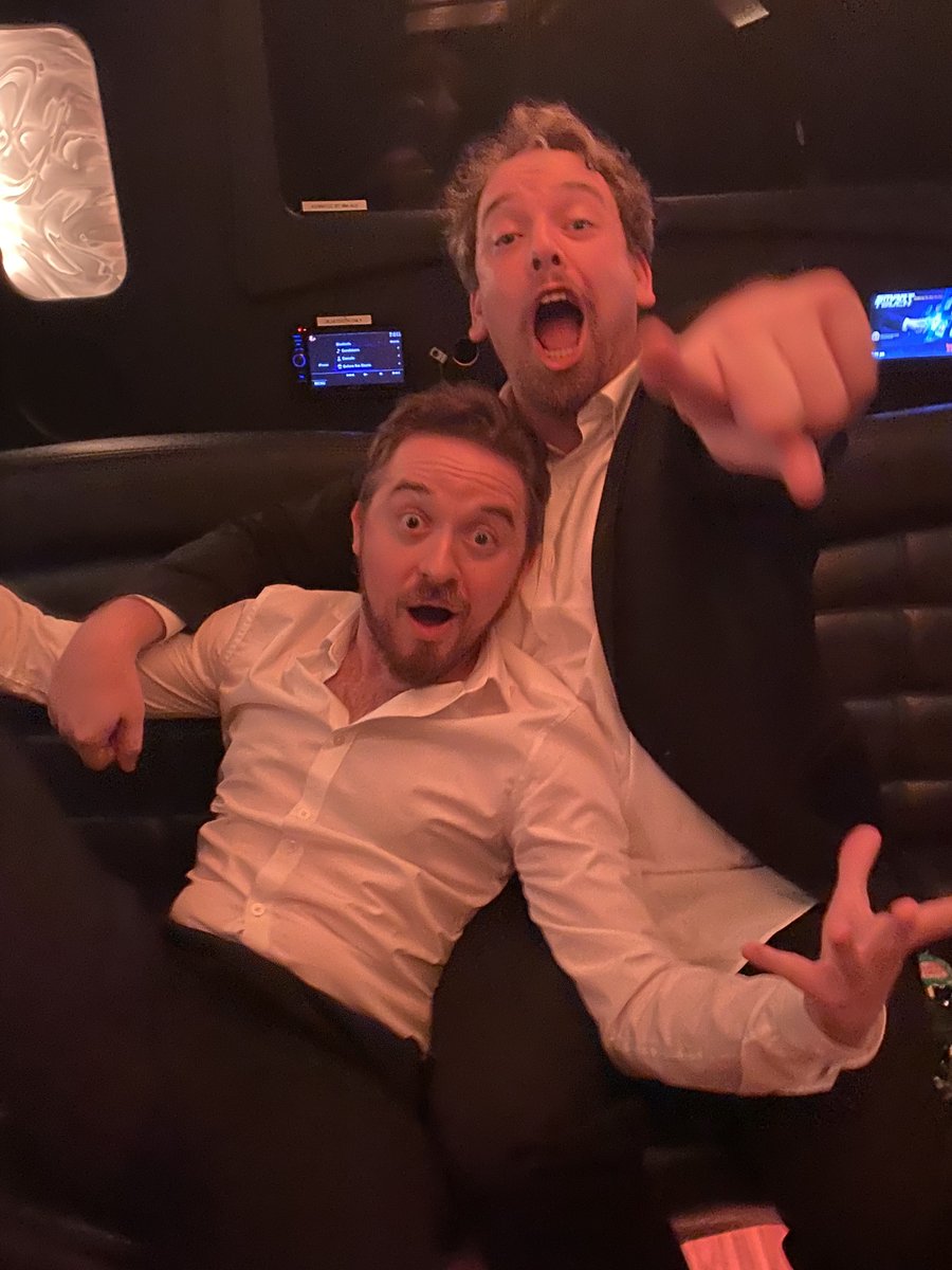 michaelrianda's tweet photo. I found these photos of me + @_AlexHirsch today.

This is us the weekend Gravity Falls came out + 9 Years Later when Mitchells came out.

Feeling incredibly grateful our paths crossed. 

After helping him on Gravity Falls- he returned the favor + helped SO much on Mitchells. https://t.co/LNkW6EM1Dm