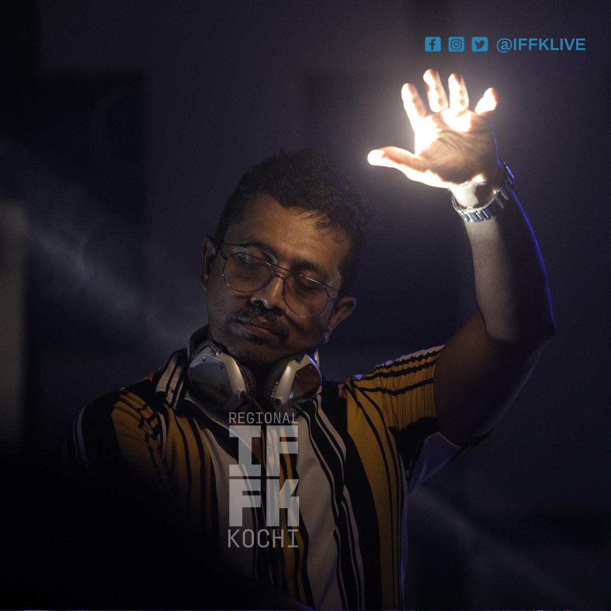 iffklive's tweet photo. The⚡ thunderstruck! The incredible @djsavyomusic electrifying #RIFFK Kochi! 🥳
#kochi #riffkkochi #djsavyo #delegate #peopleatiffk #filmfestival @AjoyChandran https://t.co/oV9NKDzpeU