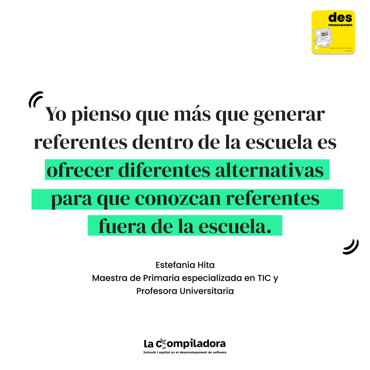 LaCompiladora's tweet photo. 🎙 ¡¡Ya tienes disponible el #Desprogramando “De la escuela al desarrollo con Estefanía Hita, Eduard Vives y Jéssica Faciabén"!!
💜 ¡@EstefaniaHita  cree en abrir las escuelas a referentes!
🆕https://t.co/hAdEqBb009 https://t.co/BzpsToLlnR