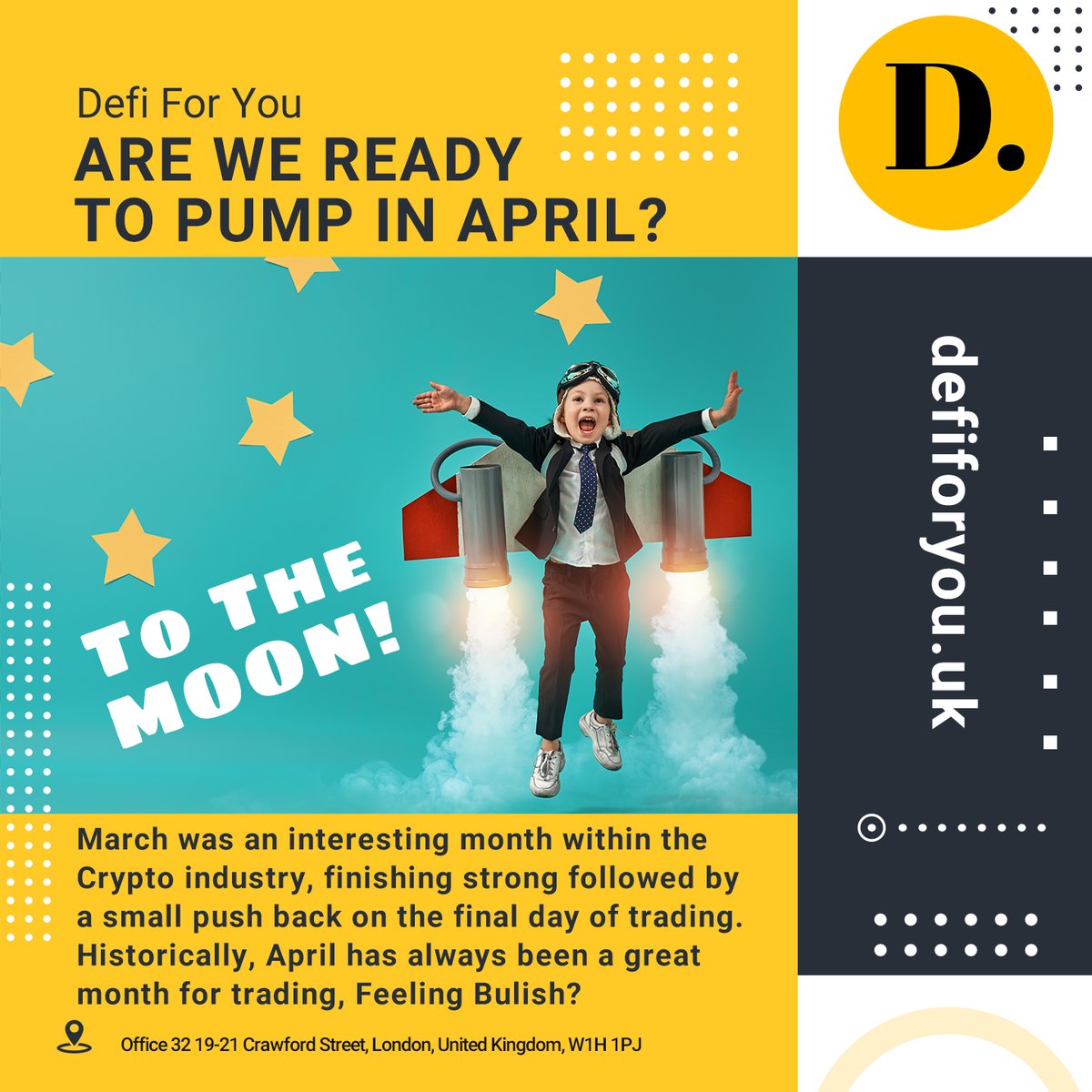 April is finally upon us, Crypto finished strong in march and faced resistance on the last day. April has always historically been a good month for trading, can April be the turning point to send us to the moon? defiforyou.uk - #crypto #defi #defiforyou #bitcoin #xrp