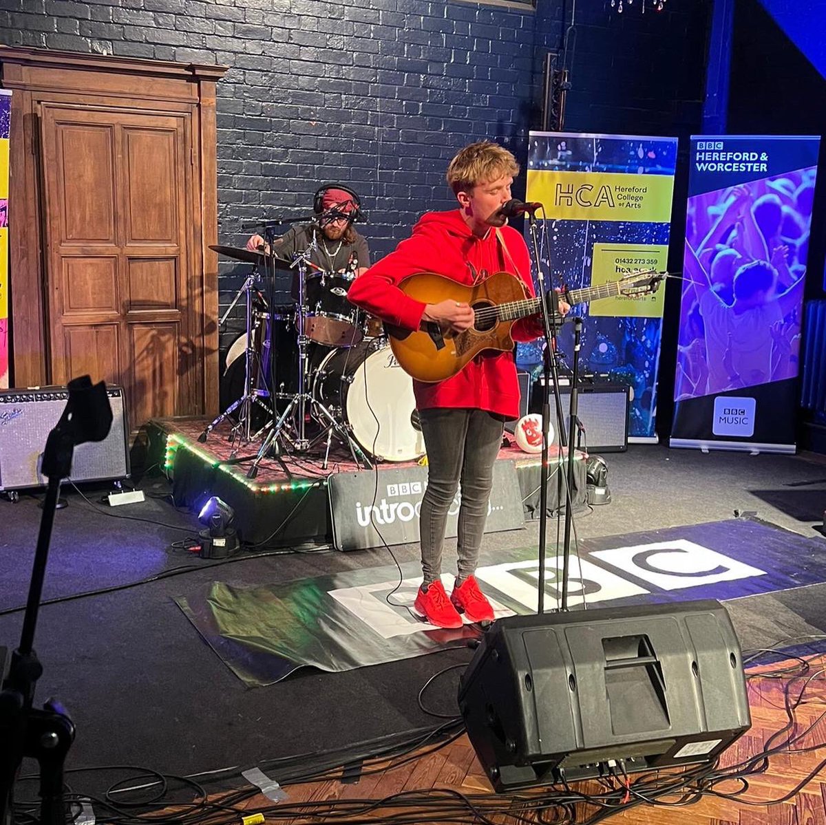 itsgeorgewilson's tweet photo. So excited … played for @bbcintroducing @bbchw yesterday … all new material with the one and only @zigg241 ! Our show gets broadcast tomorrow evening 4-8pm, thank you so much for having me @DJAndrewMarston @ChloeMogg 🙏🏻🔥 #GLASTONBURY #WILSON #bbcintroducing https://t.co/rKp6cCutbN