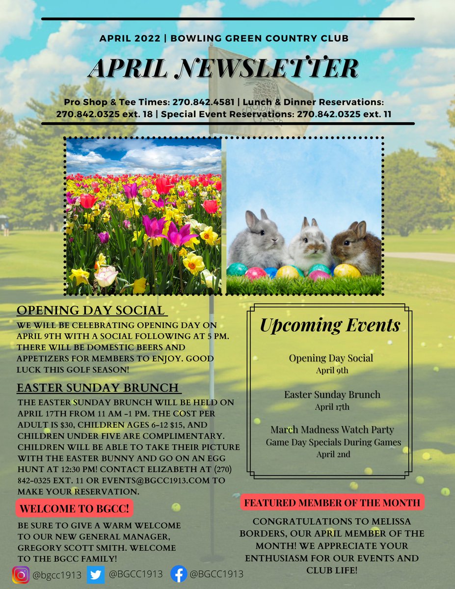 BGCC1913's tweet photo. Happy April! Check out this month's Newsletter &amp; details about Easter Brunch! https://t.co/blkczQP5vI