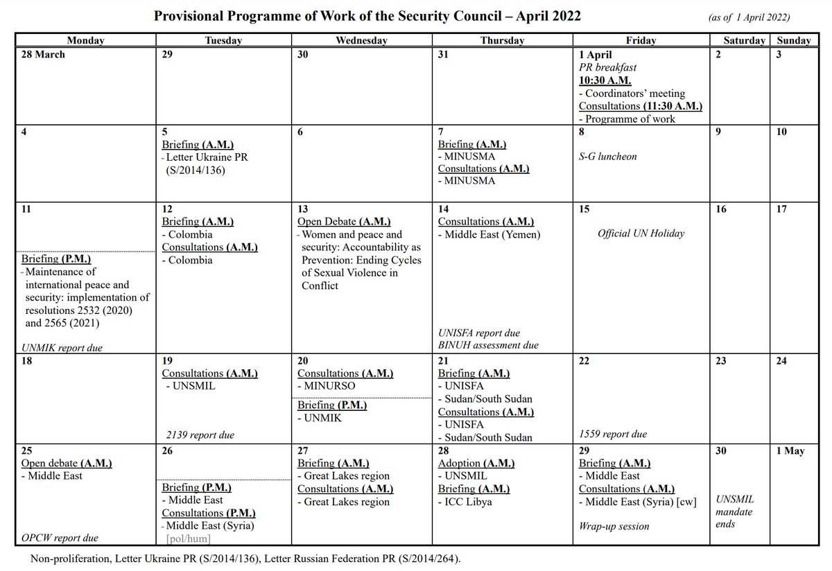 JeffStrew's tweet photo. NEW: April #UNSC programme of work under the #UnitedKingdom presidency.

🇬🇧 #UK will convene 2 signature events:

April 11 - equitable distribution of #COVID vaccines
April 13 - conflict-related sexual violence

Source: @SCRtweets https://t.co/Y82FFkeWgJ https://t.co/dJ0rHuwQW0