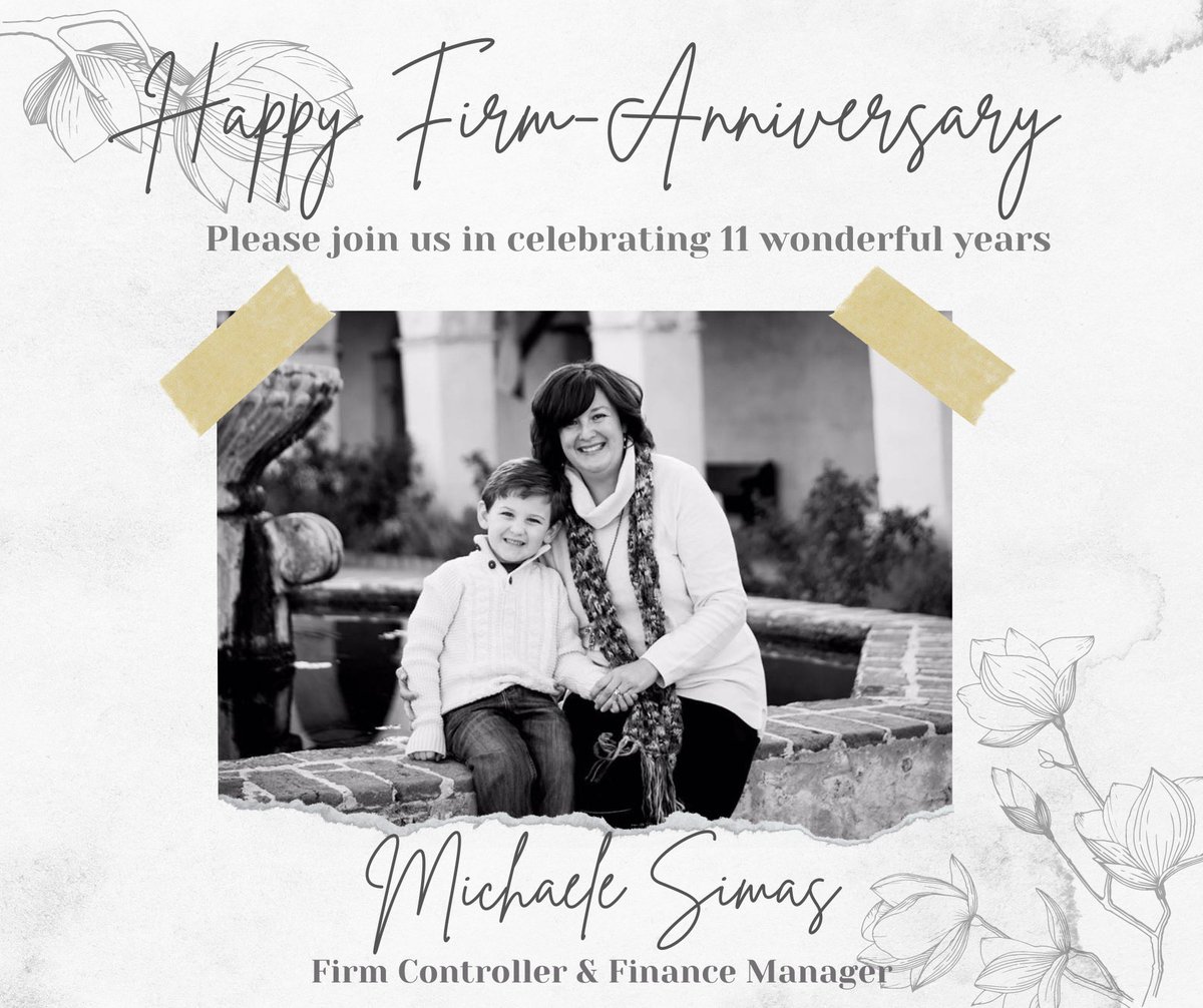 SimasGovLaw's tweet photo. Happy Firm Anniversary!!!! It has been 11 wonderful years with our firm Controller &amp; Finance Manager, Michaele Simas!! https://t.co/vi7UQZCFuv