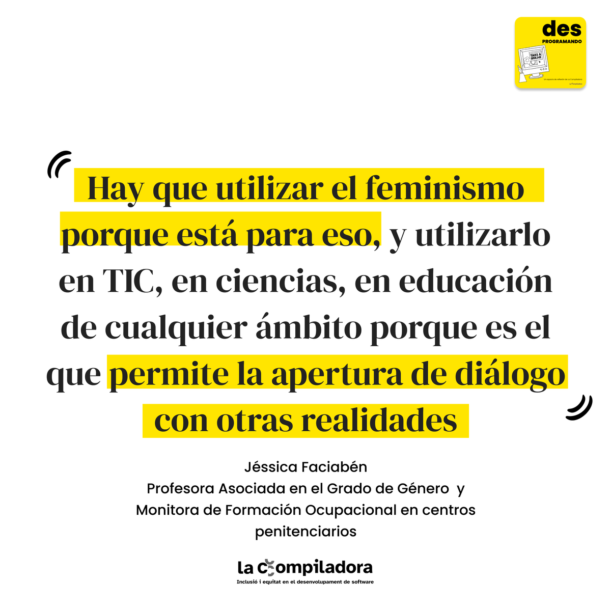 LaCompiladora's tweet photo. 🎙 ¡¡Ya tienes disponible el #Desprogramando “De la escuela al desarrollo con Estefanía Hita, Eduard Vives y Jéssica Faciabén"!!
💜 Jéssica Faciabén destacó la fuerza que tiene el feminismo para abrir diálogos con otras realidades
🆕https://t.co/hAdEqBb009 https://t.co/E9ZkYs982E