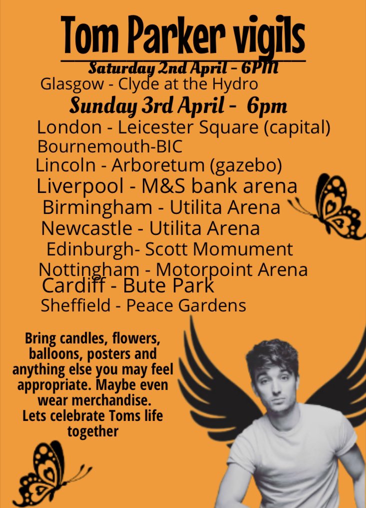 TheCougz_'s tweet photo. List of vigils being held for Our Tom across the country 💛 (thanks @Xaviera_TW) https://t.co/ahc9QS81Df