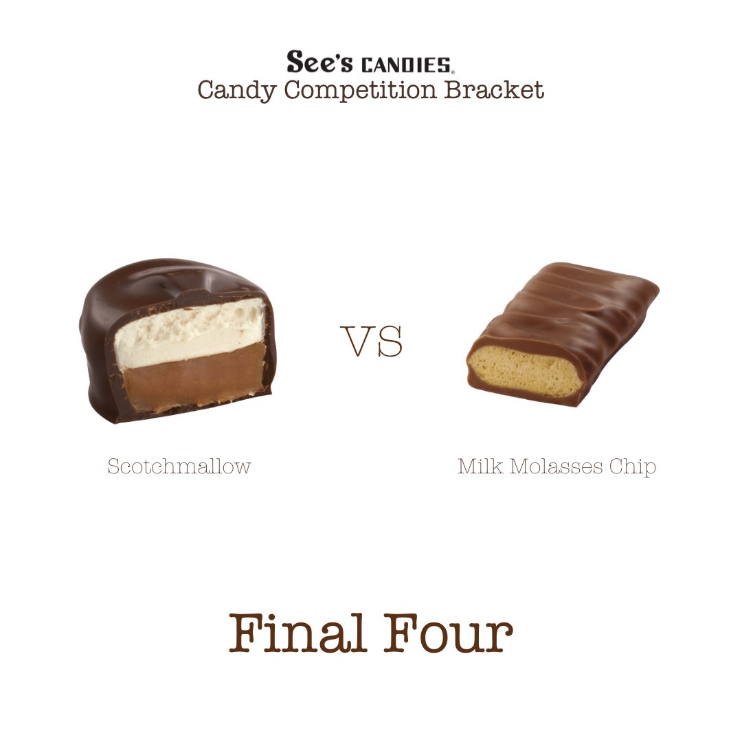seescandies's tweet photo. 🍫 FINAL FOUR 🍫 Head to our Instagram Stories TODAY to vote which will make it to the Championship round. 🏆 Tag a friend and tell us which candy you think will be champion for a chance to win candy! https://t.co/n4UFQLJ6eI