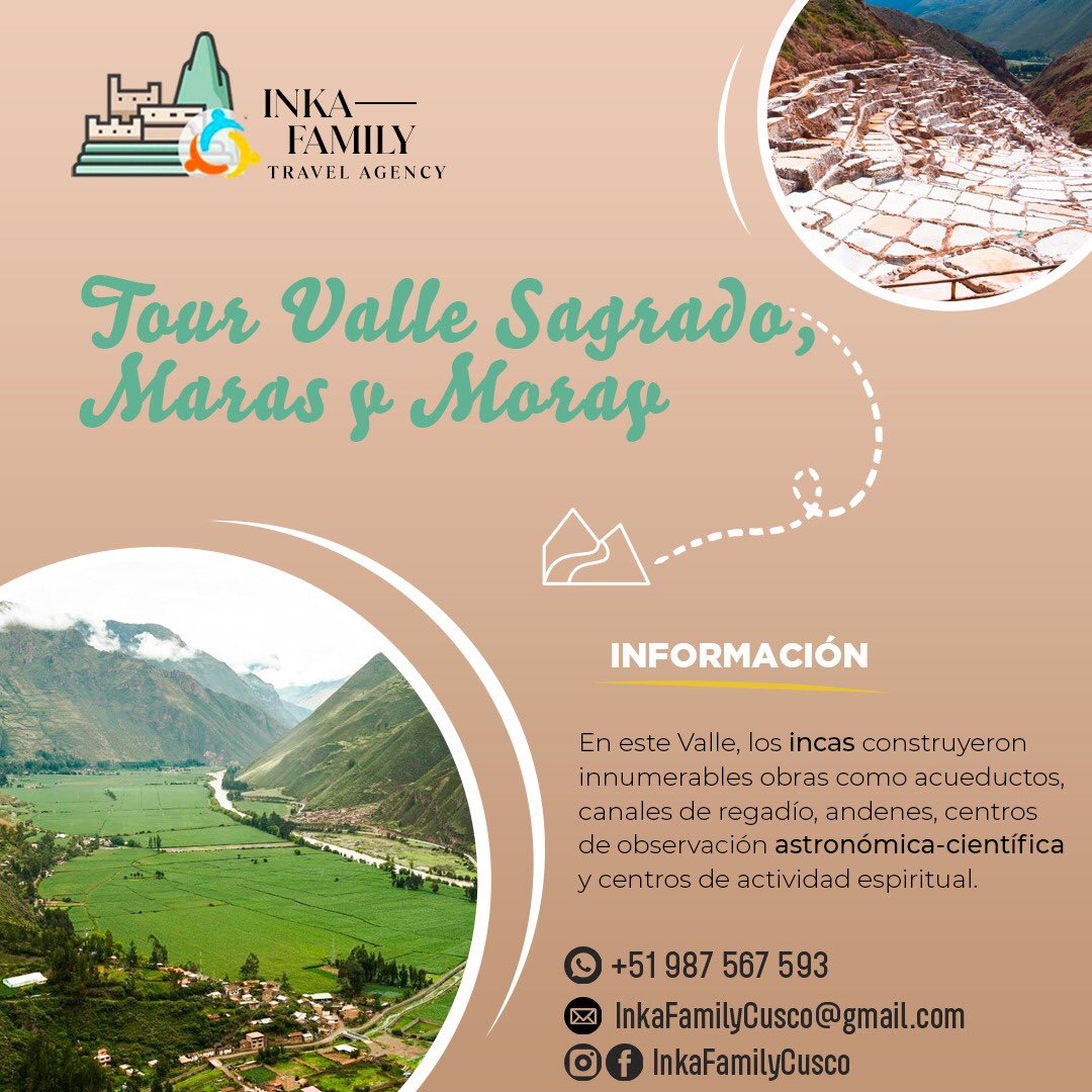 AgencyInka's tweet photo. Viaja seguro con nosotros tenemos paquetes turísticos para ti #agenciadeviajes #viaja #cusco #peru #machupichu #marasmoray #salineras https://t.co/1Djue8253q