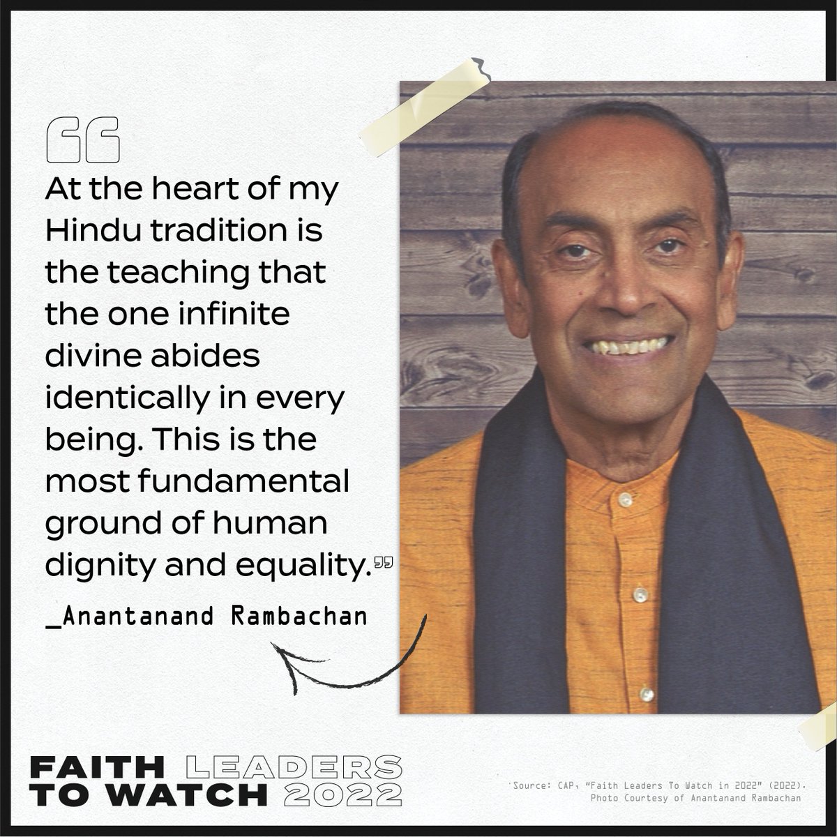 prayerandaction's tweet photo. We would like to congratulate Professor @anantrambachan, a member of the Advisory Group of Arigatou International, for being recognized by the @amprog as one of the #FaithLeadersToWatch in 2022! 👏 https://t.co/yXCyAC3pQs