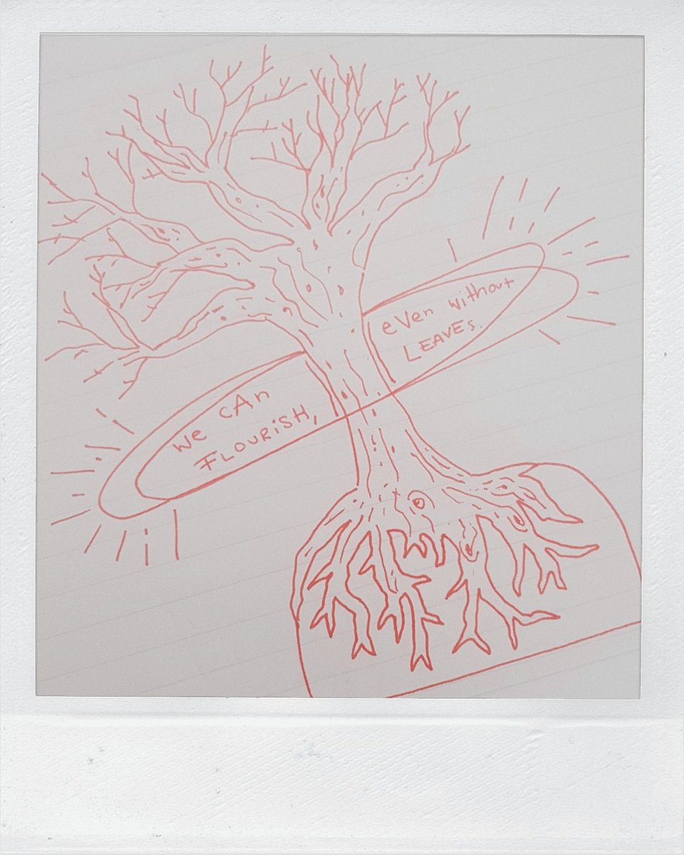Having a go at sketching to creatively reflect back to my daily interactions...This one was inspired by a little brain storming with <a href="/LouiseYounie/">Louise Younie</a> 
There is life in the tree standing bare on the hill: We can flourish, even without leaves... 
#flourishingfriday
<a href="/CreativeEnquiry/">Creative Enq. Meded</a>