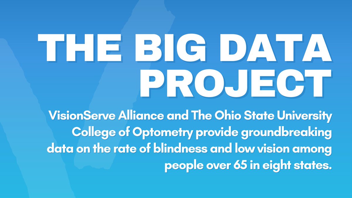 VisionServeA's tweet photo. VSA & @OhioState College of Optometry provide groundbreaking data on rates of blindness/low vision among people 65+ in 8 states & rates of chronic conditions & quality of life with & without blindness/low vision. Learn more:
https://t.co/DDxanPUx7S
#Blind #BigDataProject #VSAELC https://t.co/77OM8ZpzwY