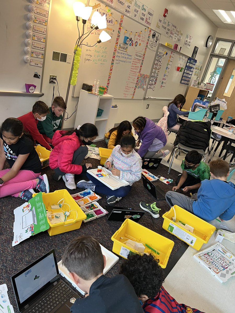 Mrs_Dudas3rd's tweet photo. Spent the last two days using lego spike to explore simple machines. We are all ready to code with @jillbuss2014 on Monday! @GoshenPostES #gogpgators #pbl #sustainedinquiry https://t.co/cH1tbhTlHU