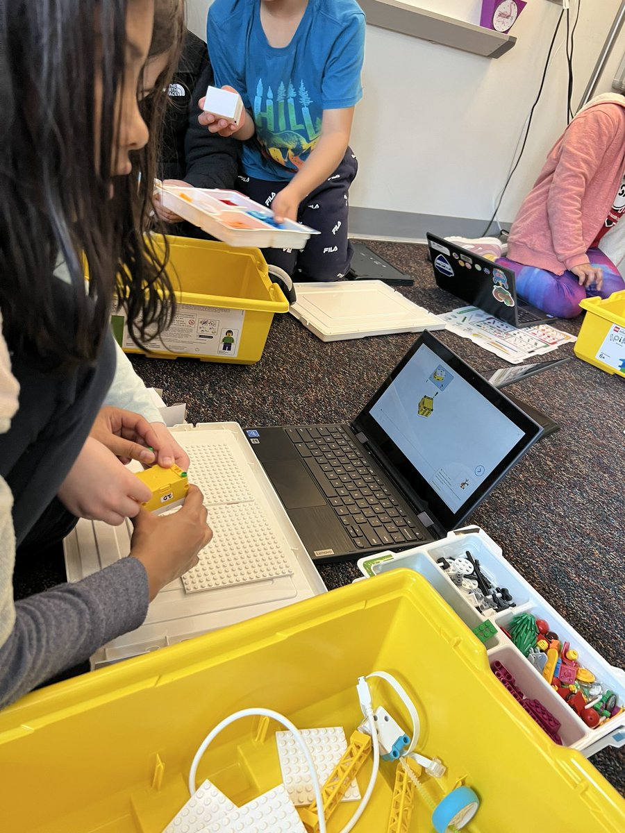 Mrs_Dudas3rd's tweet photo. Spent the last two days using lego spike to explore simple machines. We are all ready to code with @jillbuss2014 on Monday! @GoshenPostES #gogpgators #pbl #sustainedinquiry https://t.co/cH1tbhTlHU
