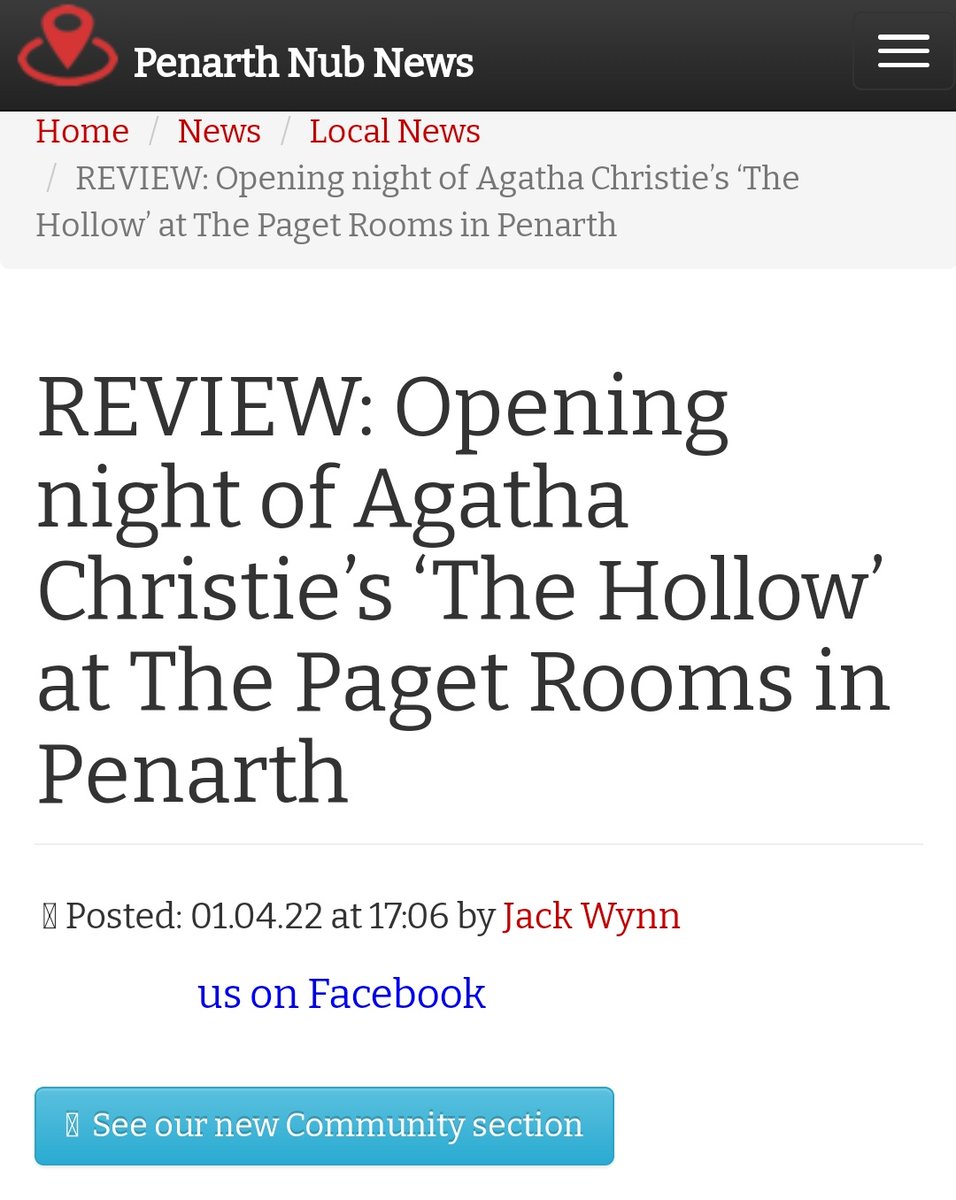 CardiffPlayers's tweet photo. .@PenarthNubNews review of Agatha Christie's "The Hollow" from our opening night. #spoilers

Tickets are still available for tonight and tomorrow night online at https://t.co/6t2hD4DZLz or cash on the door! And the bar takes card!

https://t.co/uHIwrTnQWu https://t.co/4smPwTiwO7