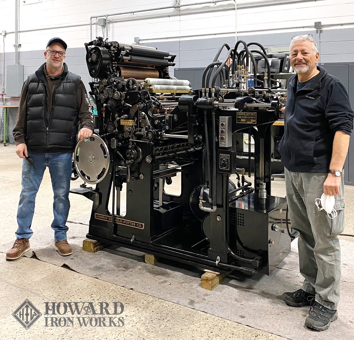 HowardIronWorks's tweet photo. A lovely visit from a friend. Thanks again, Tim Treloar (left), #ImageFour for your support and the plates - much appreciated.
#Harris #Seybold #Potter #offset #offsetpress #printingplate #printinghistory https://t.co/Ny9MOkuZiG