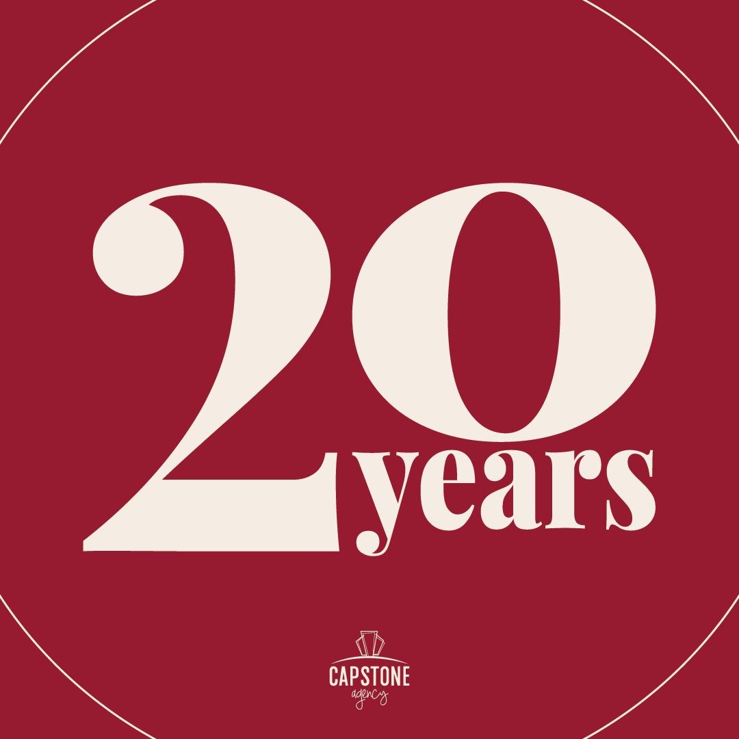 CapstoneAgency's tweet photo. Cheers to Capstone Agency! We just finished our 20th year of agency operations. Time to celebrate! ππ #20yearsofCA https://t.co/x0EqlkHpdP