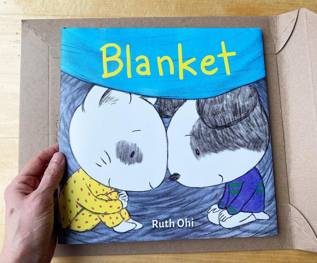 🥳OMIGOSH, Happy Mail Day- an advance copy of "BLANKET"!!! ❤️❤️❤️🙏🏻Thank you ⁦⁦<a href="/GroundwoodBooks/">Groundwood Books</a>⁩ !!! My first wordless picture book launches August 2 &amp; is now available for pre-order: ruthohi.com/blanket