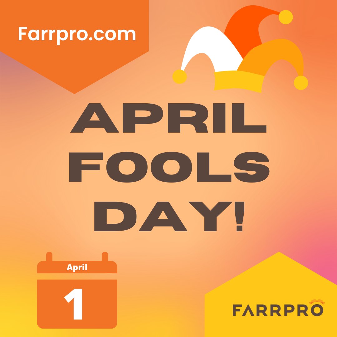 FarrPro's tweet image. Happy April Fools Day from our FarrPro Team! 

What is the best prank you’ve seen or done? Send it to our DM’s or drop it in the comments below!
•
•
•
#aprilfools #aprilfoolsday #april #aprilfool #fun #aprilfoolsjoke #cute #prank #memes #funny #farrpro #aprilfoolday #trending