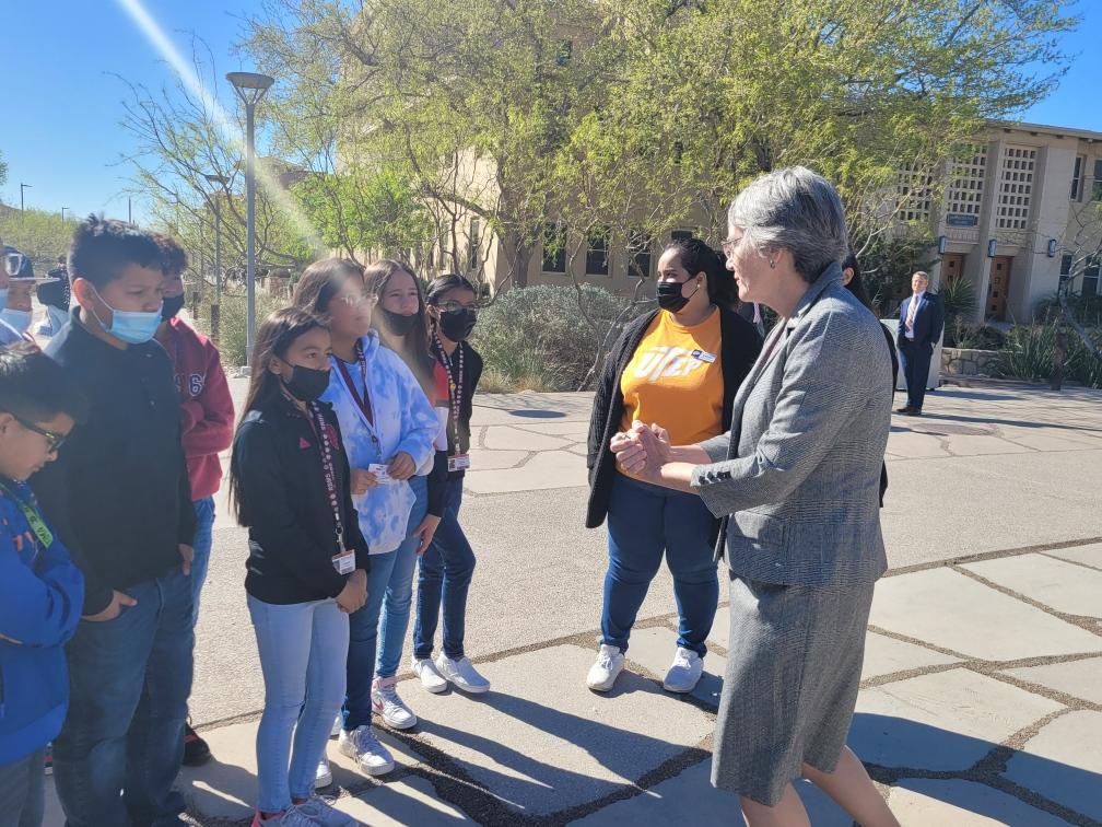 yms_counselor's tweet photo. A tour, trivia, and tons of information and fun, Lobos are looking forward to becoming Miners! We even got to visit with Dr. Wilson! #utepminers #presidentwilson #rbmslobos #smallbutmighty @SCalzada08 @RioBravoLobos @odelari1 @UTEP https://t.co/oN1KsA4Dfu