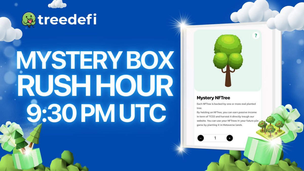 treedefi's tweet photo. Roughly less than 5 hours from now we will have a RUSH HOUR for our mystery boxes, during that time you will have the chance to buy these boxes for as low as 0.08 BNB. Stay tuned for more news and updates!

Check out the mystery boxes:
https://t.co/5wzbgQRFui

#BSC #NFT #Mystery https://t.co/Kqp8mKApDk