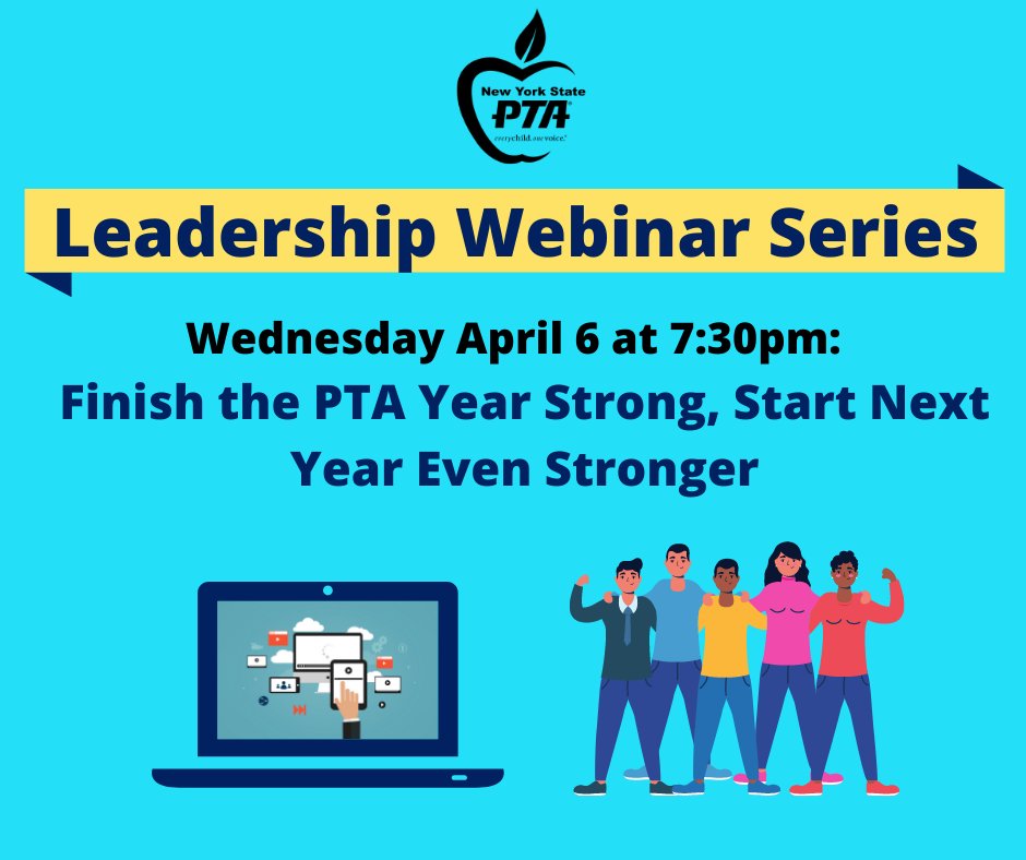 NYSPTA's tweet photo. The end of the year is coming! We will review officer reporting, membership, insurance, bylaws, audit committee, nominations and elections and IRS reporting. We will also share best practices for officer and board transitions. Click the link to register: https://t.co/SOK37mxTh5 https://t.co/7ovL64iQqc
