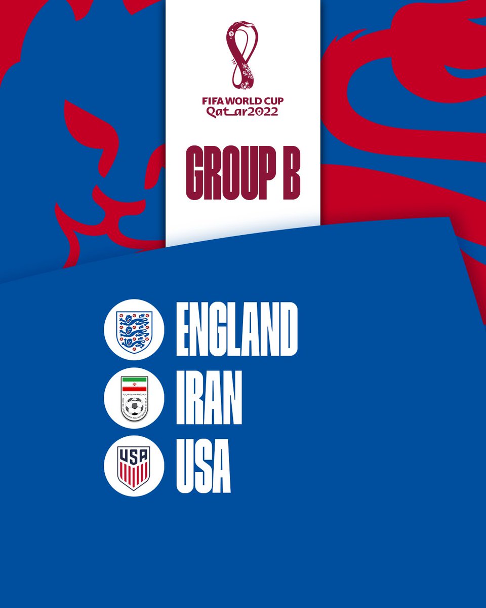 England's tweet photo. The #ThreeLions have been joined by Iran in Group B. https://t.co/uYtsumiqRs