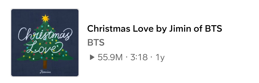 pjm_streaming's tweet photo. [ STREAMING POST ]

Christmas Love by our Jimin is less than 100K plays from reaching 56 Million streams on SoundCloud 🌟

🎶 https://t.co/b7VcBtlkUm

Stream and drop your streaming screenshots and tag your friends to do the same 💛💙

#PJM_STREAMING
#지민 #JIMIN ジミン https://t.co/l8XhfRvgPY