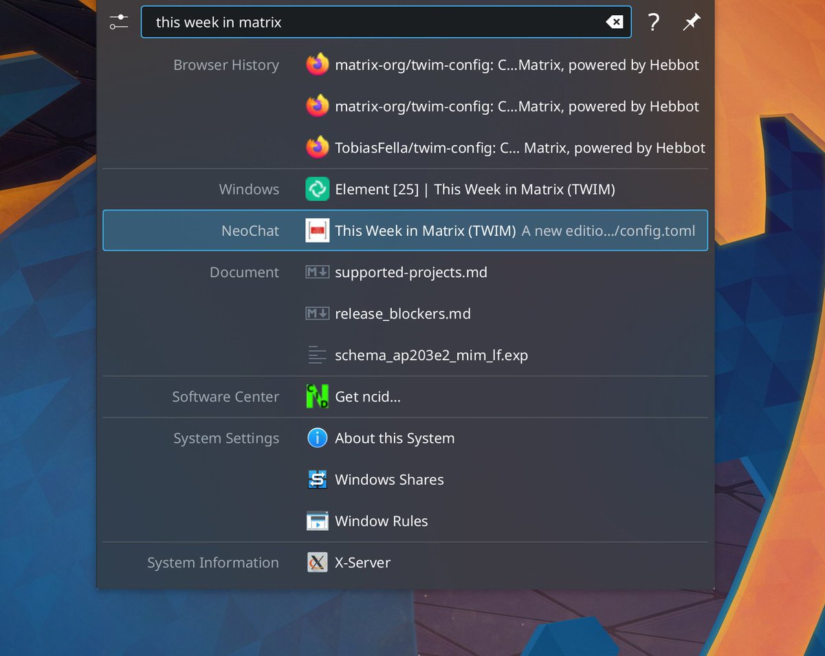 matrixdotorg's tweet photo. 🗞️ TWIM is out!

Matrix casually made its way to the Steam @OnDeck. It's also neatly integrated in @kdecommunity's KRunner via @NeoChatKDE, and the multi-purpose bridge hookshot is easier to use than ever.

And much (much!) more in #thisweekinmatrix!

https://t.co/WQCvUTnth4 https://t.co/AAX9Kzibvs