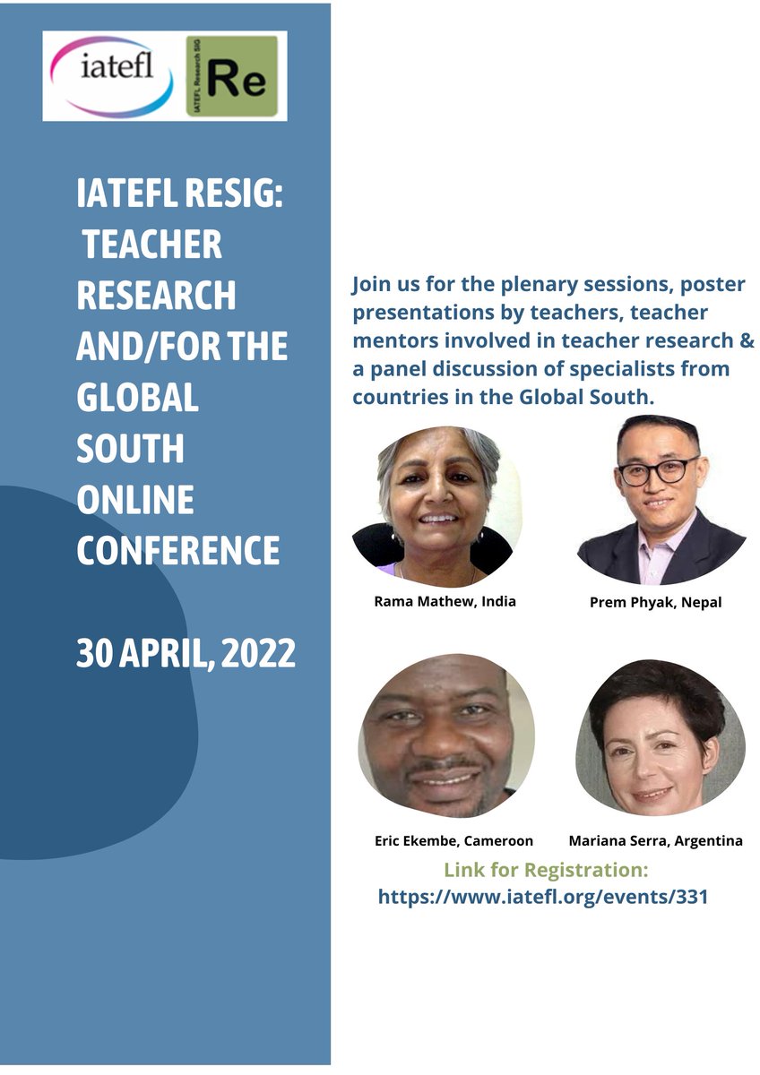 *Registration is now open*
Come join us on our Teacher Research and/for the Global South Online conference.

Check out the preliminary programme and registration info here: 
resig.weebly.com/teacher-resear…