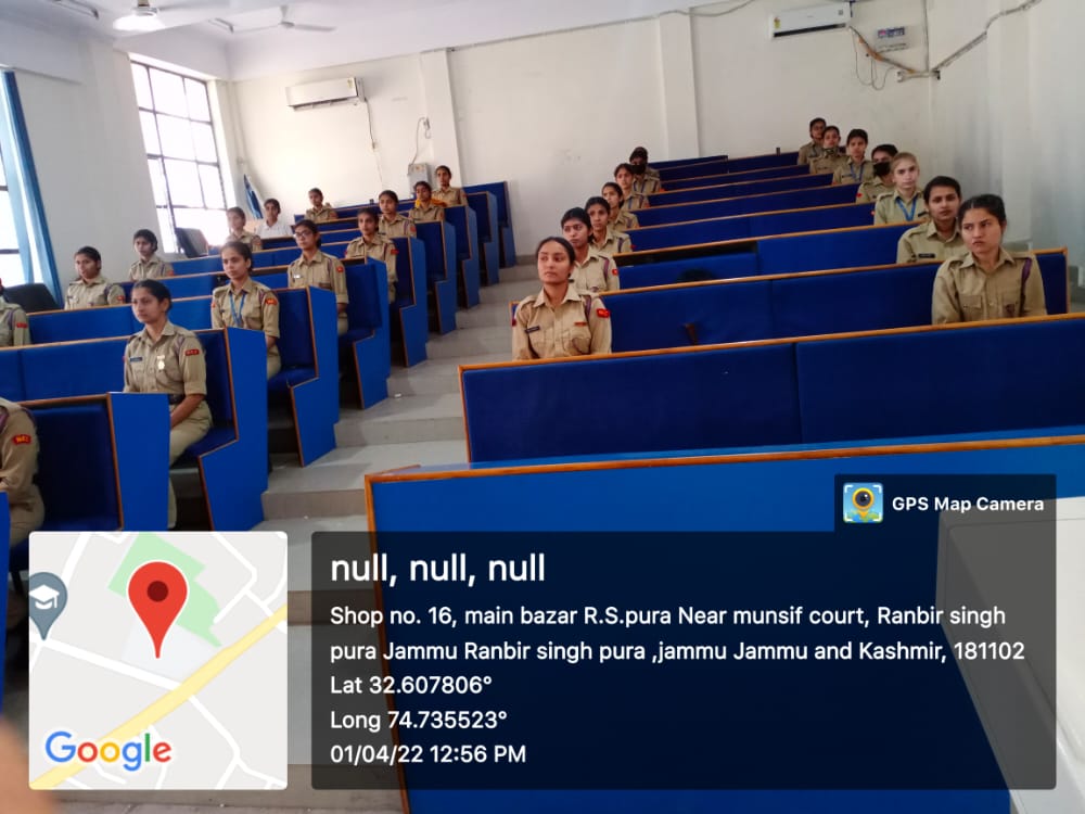 GDC_RS_Pura_NCC's tweet photo. NCC SW Cdts(2 J&amp;K Girls BN) from GDC RS Pura,Jammu attended one day lecture on Maritime Day under the guidance of ANO Lt.Shaveta Chowdhary.
#PuneetSagar 
@DteJKL 
@HQ_DG_NCC 
@RanjanMahajan6 
@adgpi 
@drajaykumar_ias https://t.co/Oi7Lbaw4NG
