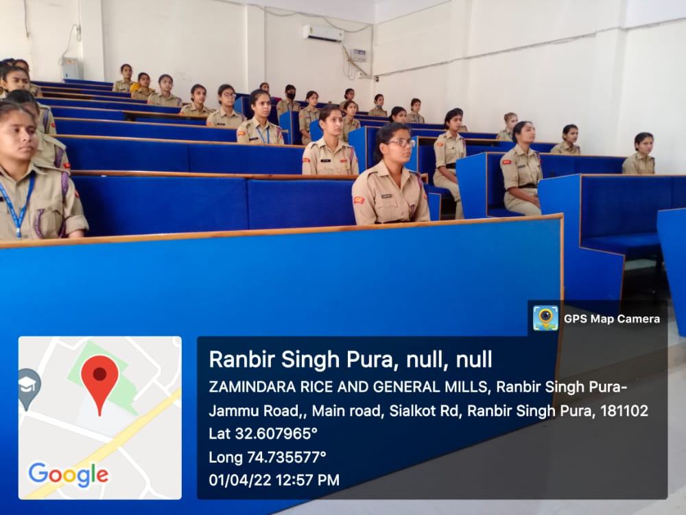 GDC_RS_Pura_NCC's tweet photo. NCC SW Cdts(2 J&amp;K Girls BN) from GDC RS Pura,Jammu attended one day lecture on Maritime Day under the guidance of ANO Lt.Shaveta Chowdhary.
#PuneetSagar 
@DteJKL 
@HQ_DG_NCC 
@RanjanMahajan6 
@adgpi 
@drajaykumar_ias https://t.co/Oi7Lbaw4NG