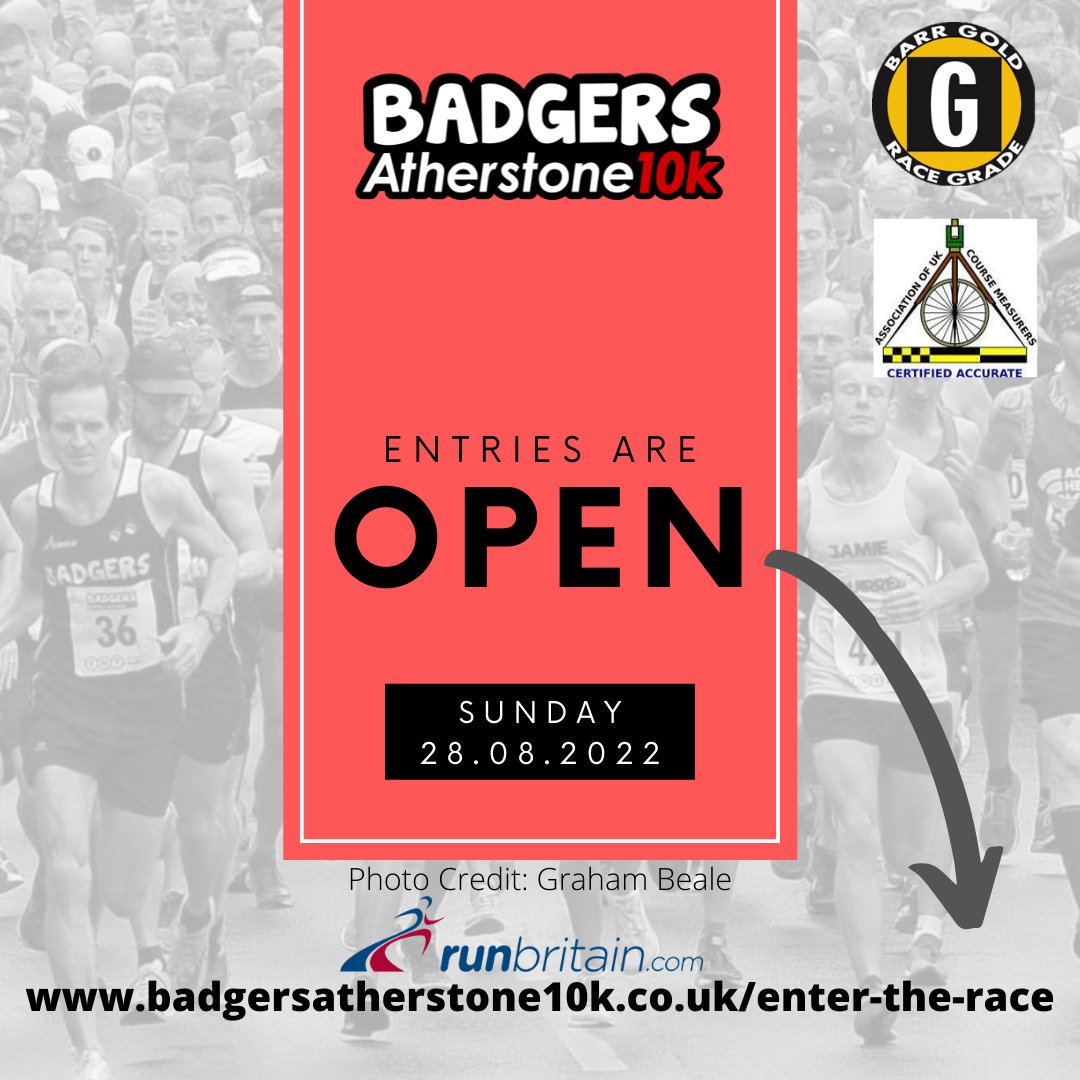 WE ARE BACK! That's right - this is not an April Fool's joke, we are SO excited for BA10k 2022 taking place on 28th August! Our entries are open too. Enter via the link below:  
badgersatherstone10k.co.uk/enter-the-race